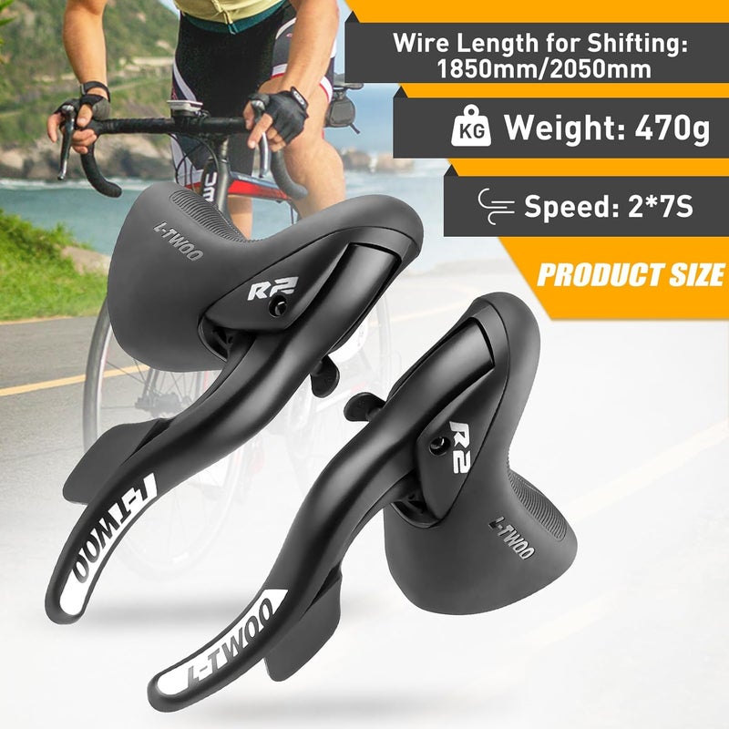 WEEROCK L-TWOO Road Bike Shift Lever 2x7/ 2x8/ 2x9/ 2x10 Speeds Road Bicycle Shifters with Brake Levers Compatible with Shimano - Image 3